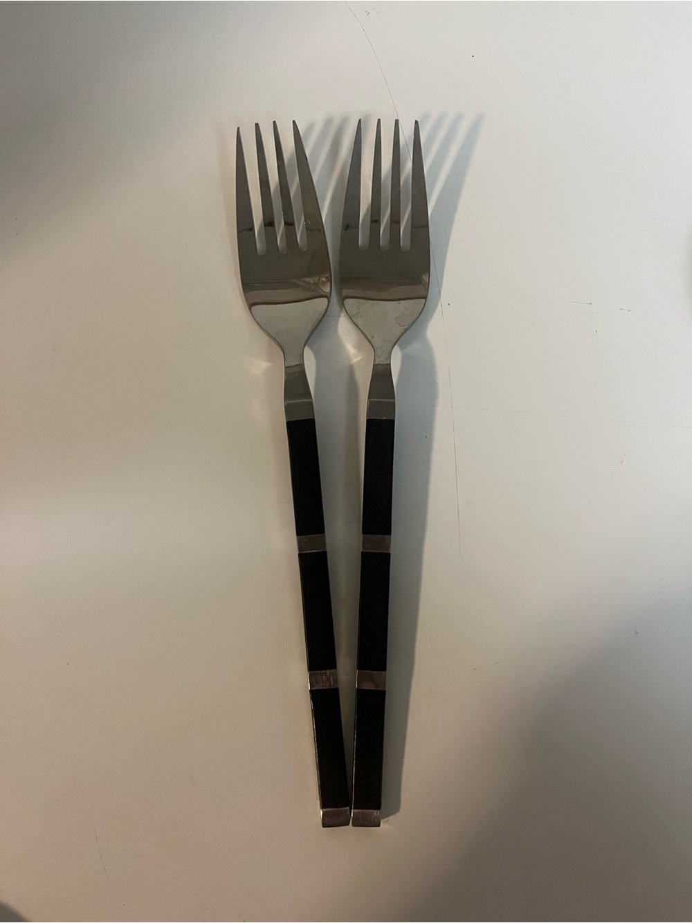 Vintage Stanley Roberts Japan Black Handle MCM Flatware Tuxedo Style 14pc lot - Picture 4 of 11